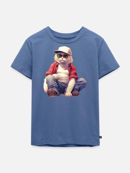 FunkyCats Lance - Kinder Premium Bio T-Shirt - Taubenblau