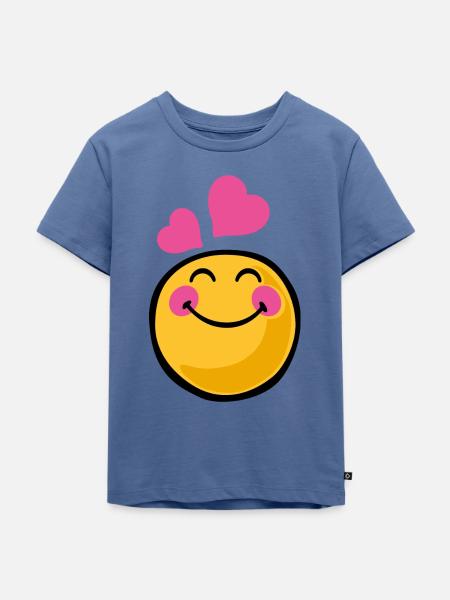 Smiley romantic - Kinder Premium Bio T-Shirt - Taubenblau