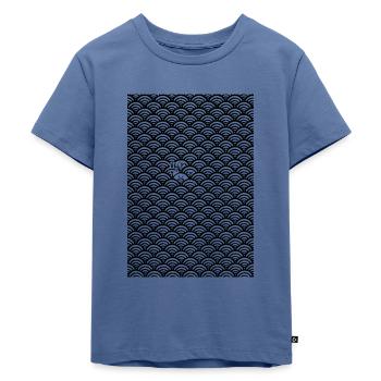 Help Japan Design - Kinder Premium Bio T-Shirt - Taubenblau - Vorne - Mikhail (115cm)