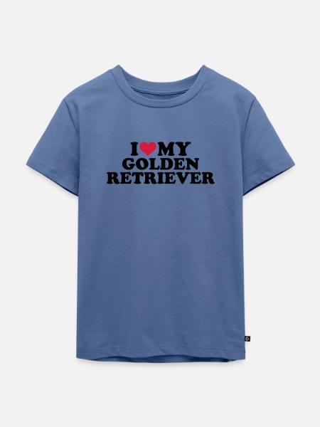 Golden Retriever - Kinder Premium Bio T-Shirt - Taubenblau