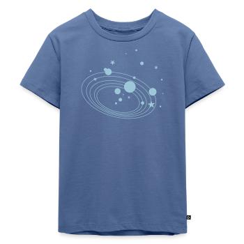 KOSMOS - Kinder Premium Bio T-Shirt - Taubenblau - Vorne - Mikhail (115cm)