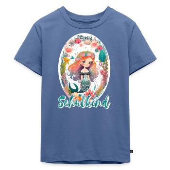 Meerjungfrau Schulkind Erster Schultag Einschulung - Kinder Premium Bio T-Shirt - Taubenblau - Vorne - Mikhail (115cm)