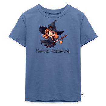 Hexe in Ausbildung - Kinder Premium Bio T-Shirt - Taubenblau - Vorne - Mikhail (115cm)
