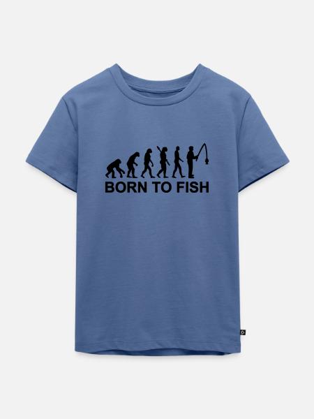 Evolution Angeln - Kinder Premium Bio T-Shirt - Taubenblau