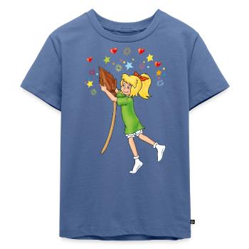 Bibi mit Kartoffelbrei Herzen Sternchen - Kinder Premium Bio T-Shirt - Taubenblau - Vorne - Mikhail (115cm)