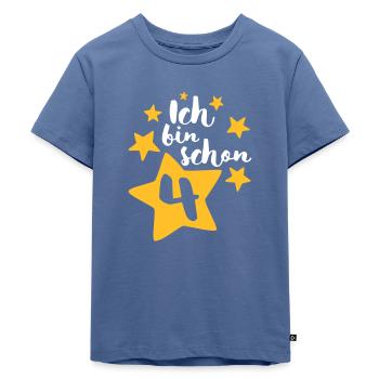 Ich bin schon Vier! - Kinder Premium Bio T-Shirt - Taubenblau - Vorne - Mikhail (115cm)