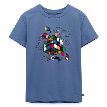 Rubik's Cube Illustration - Kinder Premium Bio T-Shirt - Taubenblau - Vorne - Mikhail (115cm)