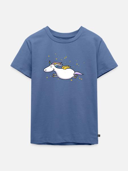 Fliegendes Einhorn - Kinder Premium Bio T-Shirt - Taubenblau