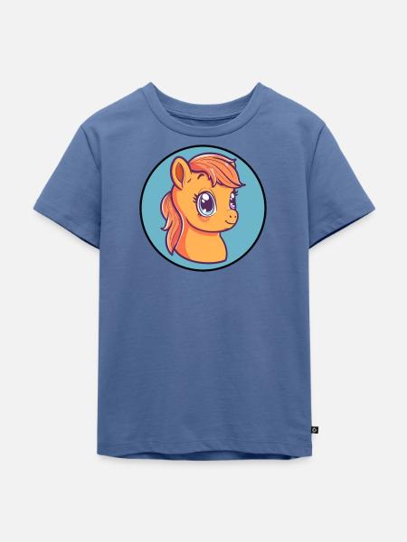 Pferd Ross - Kinder Premium Bio T-Shirt - Taubenblau
