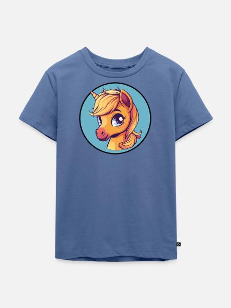Pferde Hufe - Kinder Premium Bio T-Shirt - Taubenblau