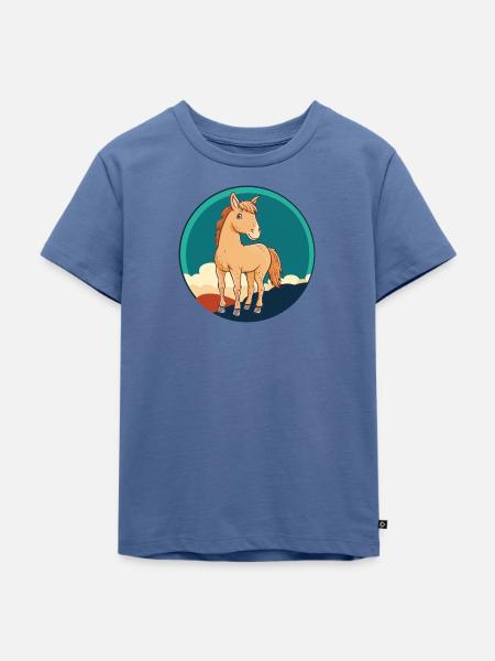 Pferde Pferd Ross - Kinder Premium Bio T-Shirt - Taubenblau