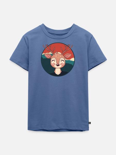 Hirsch Hirschjagd Wald - Kinder Premium Bio T-Shirt - Taubenblau