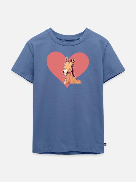 Pferde Hufe - Kinder Premium Bio T-Shirt - Taubenblau