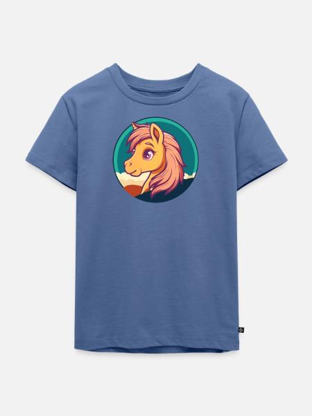 Pferd Reiter Pferdemist - Kinder Premium Bio T-Shirt - Taubenblau