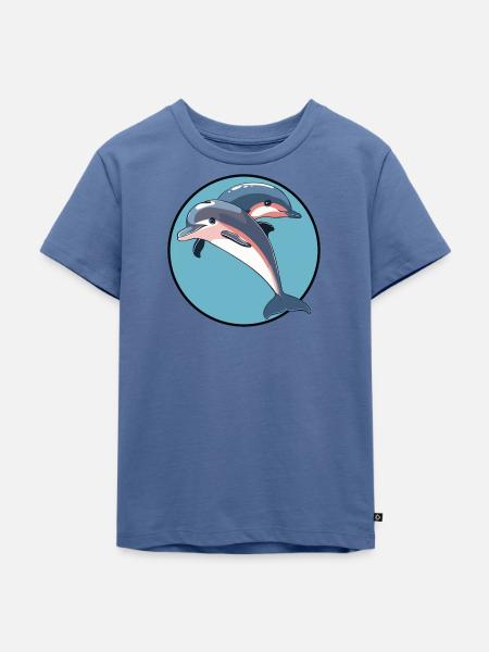 Delfin Meer Meeresbewohner - Kinder Premium Bio T-Shirt - Taubenblau