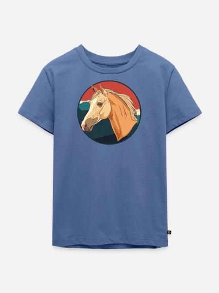 Pferde Ross Reiter - Kinder Premium Bio T-Shirt - Taubenblau