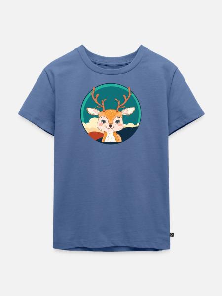 Hirschgeweih Elch Rehkitz - Kinder Premium Bio T-Shirt - Taubenblau