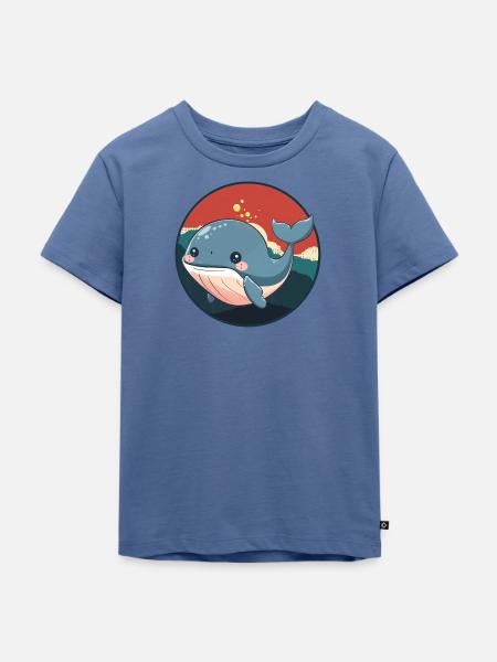 Wal Flosse - Kinder Premium Bio T-Shirt - Taubenblau