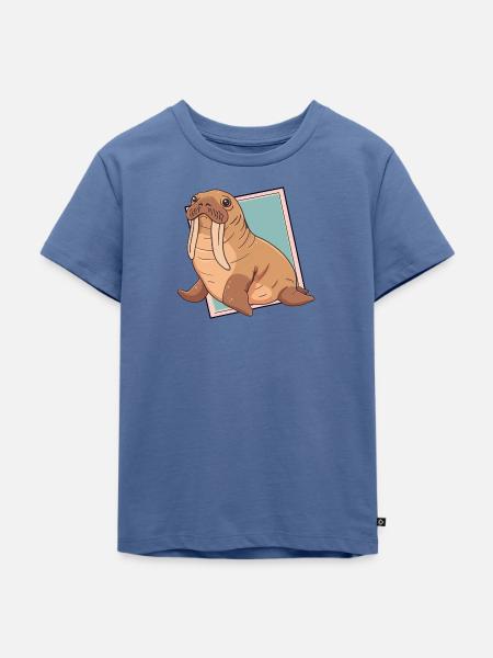 Walross Meeresbewohner Seekuh - Kinder Premium Bio T-Shirt - Taubenblau