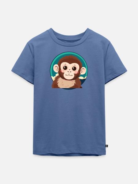Affe Zootier Affen - Kinder Premium Bio T-Shirt - Taubenblau