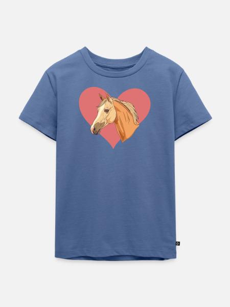 Pferde Ponyhof - Kinder Premium Bio T-Shirt - Taubenblau