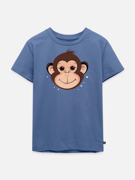 Affe Wildnis - Kinder Premium Bio T-Shirt - Taubenblau
