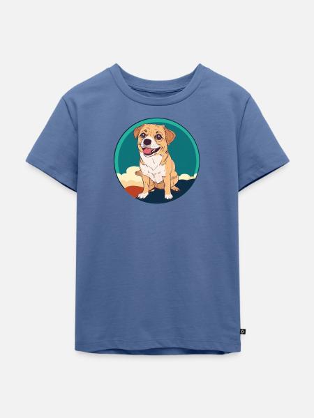 Hund Border Collie - Kinder Premium Bio T-Shirt - Taubenblau