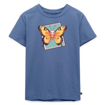 Schmetterling Schmetterlinge - Kinder Premium Bio T-Shirt - Taubenblau - Vorne - Mikhail (115cm)