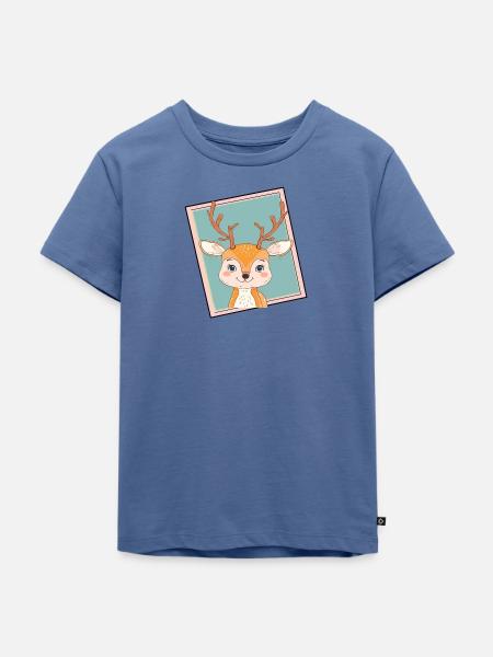 Hirschgeweih Reh - Kinder Premium Bio T-Shirt - Taubenblau