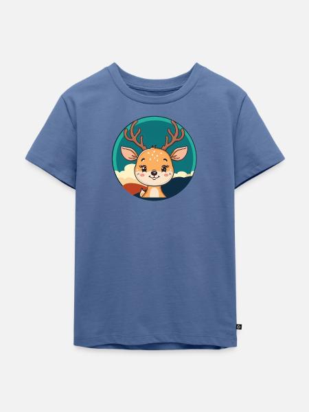 Hirschgeweih Hirsch Wald - Kinder Premium Bio T-Shirt - Taubenblau