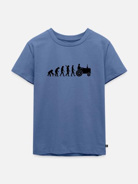 Evolution Tractor - Kinder Premium Bio T-Shirt - Taubenblau