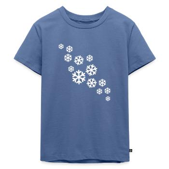 Schnee - Kinder Premium Bio T-Shirt - Taubenblau - Vorne - Mikhail (115cm)