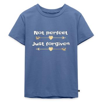 Christliches Design - nicht perfekt, nur vergeben - Kinder Premium Bio T-Shirt - Taubenblau - Vorne - Mikhail (115cm)