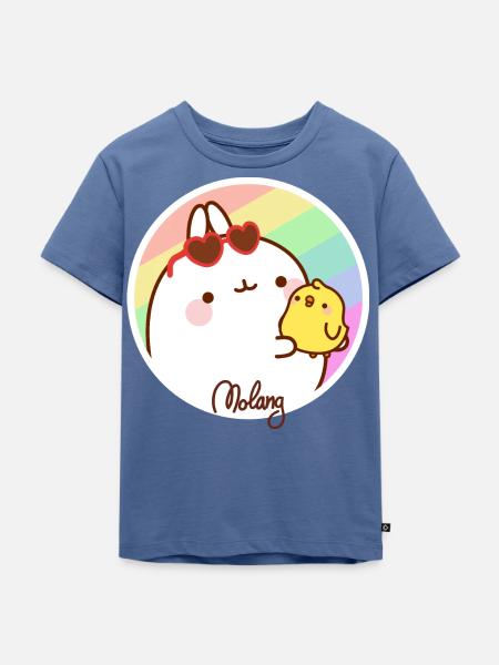 Molang Piu Piu Regenbogen - Kinder Premium Bio T-Shirt - Taubenblau