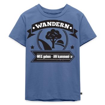 Wandern "Weg gehen - ankommen" - Kinder Premium Bio T-Shirt - Taubenblau - Vorne - Mikhail (115cm)