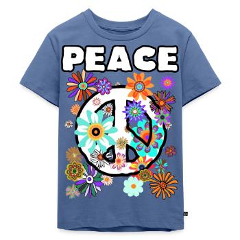 Flower Power Flowers 04 - Kids Premium Organic T-Shirt - stone blue - Front - Mikhail (115cm)