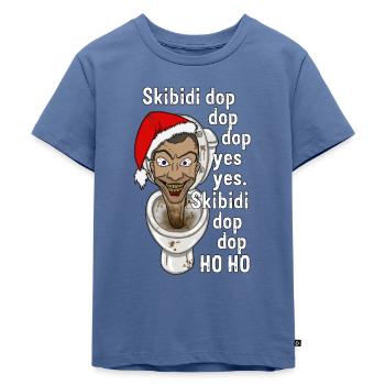 Skibidi Toilet Weihnachts-T-Shirt - Kinder Premium Bio T-Shirt - Taubenblau - Vorne - Mikhail (115cm)