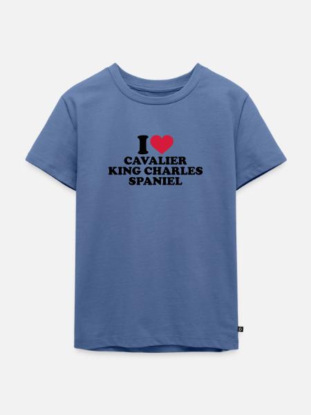 Cavalier King Charles Spaniel - Kinder Premium Bio T-Shirt - Taubenblau