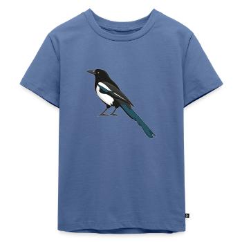Elster - Kinder Premium Bio T-Shirt - Taubenblau - Vorne - Mikhail (115cm)