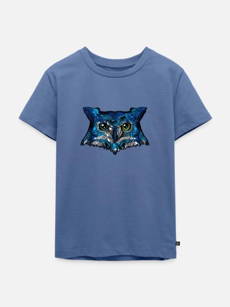 Eule - Kinder Premium Bio T-Shirt - Taubenblau