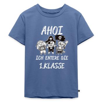 Schulanfänger Ahoi - Kinder Premium Bio T-Shirt - Taubenblau - Vorne - Mikhail (115cm)