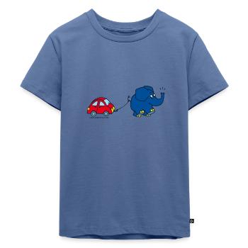 Der Elefant mit Auto - Kinder Premium Bio T-Shirt - Taubenblau - Vorne - Mikhail (115cm)