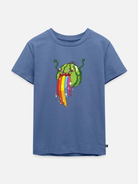 Regenbogen kotzende Wassermelone - Kinder Premium Bio T-Shirt - Taubenblau