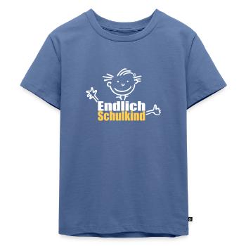 Junge: Endlich Schulkind - Kinder Premium Bio T-Shirt - Taubenblau - Vorne - Mikhail (115cm)