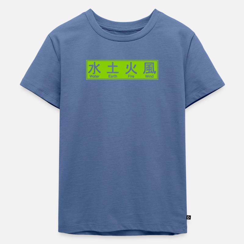 4 elements Japanese characters (vector) - Kids Premium Organic T-Shirt - stone blue