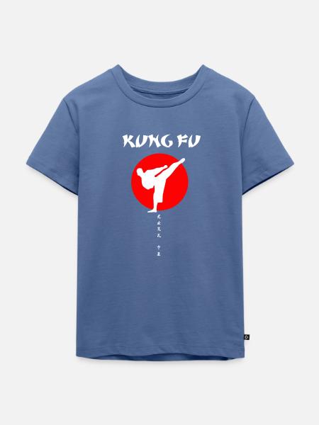 Kung Fu - Kinder Premium Bio T-Shirt - Taubenblau