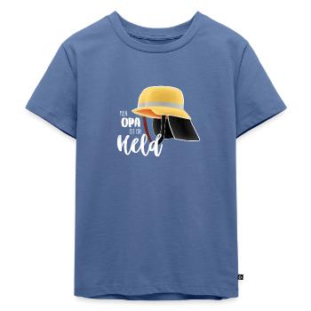 Mein Opa ist ein Held - Feuerwehr Helm - Kinder Premium Bio T-Shirt - Taubenblau - Vorne - Mikhail (115cm)