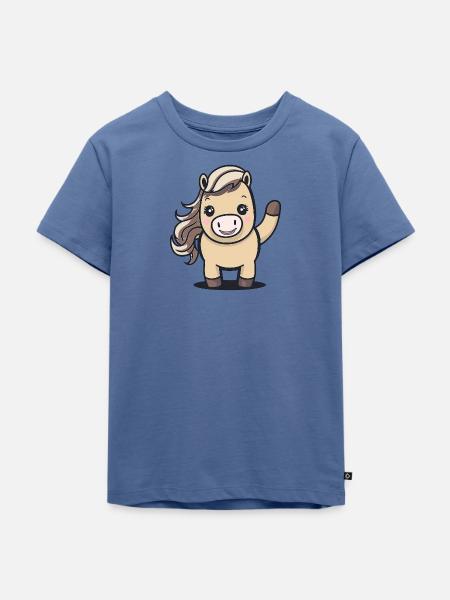 Kawaii hest, for stolte ryttere - Premium økologisk T-shirt til børn - dueblå