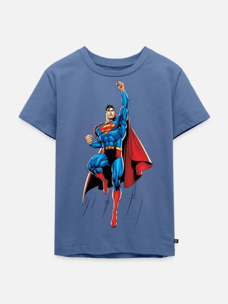 Superman Up and Away - Kinder Premium Bio T-Shirt - Taubenblau