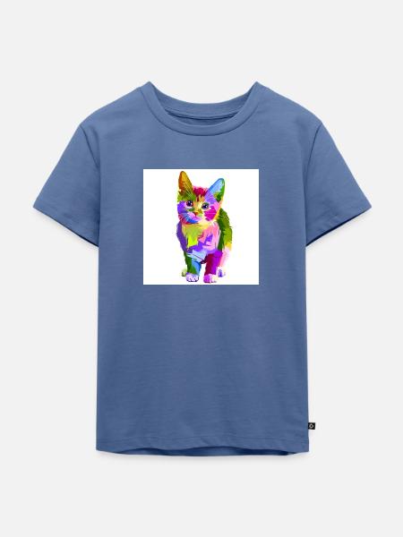 Die Bunte Katze - Kinder Premium Bio T-Shirt - Taubenblau